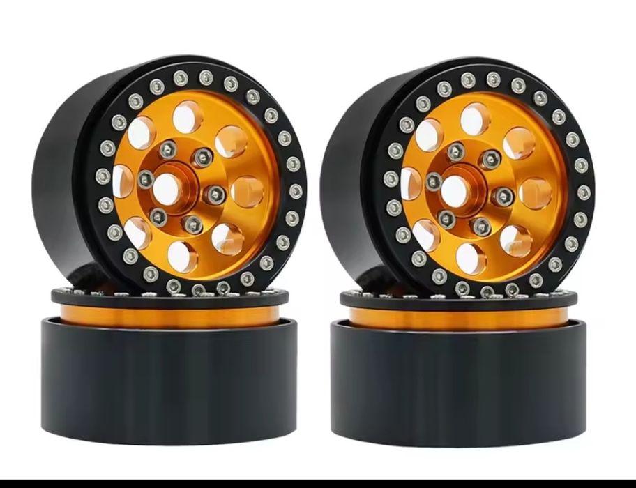 4 aluminiowe felgi beadlock 1.9"8 ramion  złote z czarnym rantem hex 12mm Traxxas Absima Tamiya MST Arrma RTR Axial Amewi RedCat