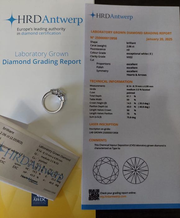 Pierścionek platynowy [Pt 950] z brylantami - 2,38 ct