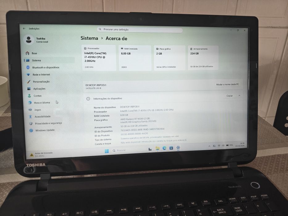 Toshiba satélite l50-b Intel Core i7