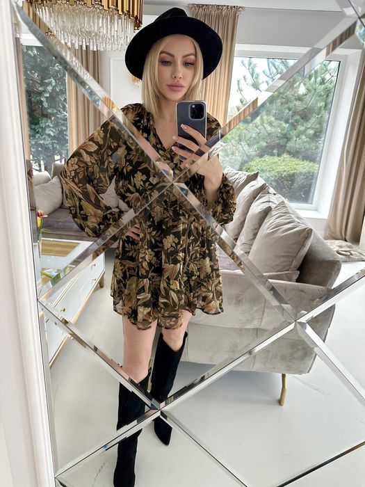 H&M sukienka wzory boho lekka M