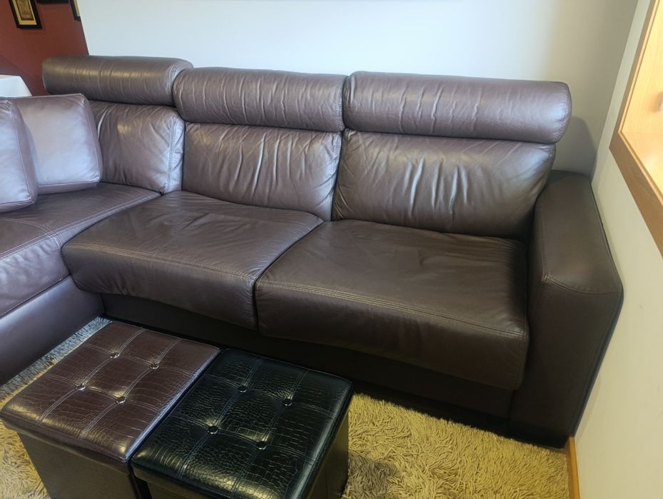 Sofá cama, pele, chaise longue