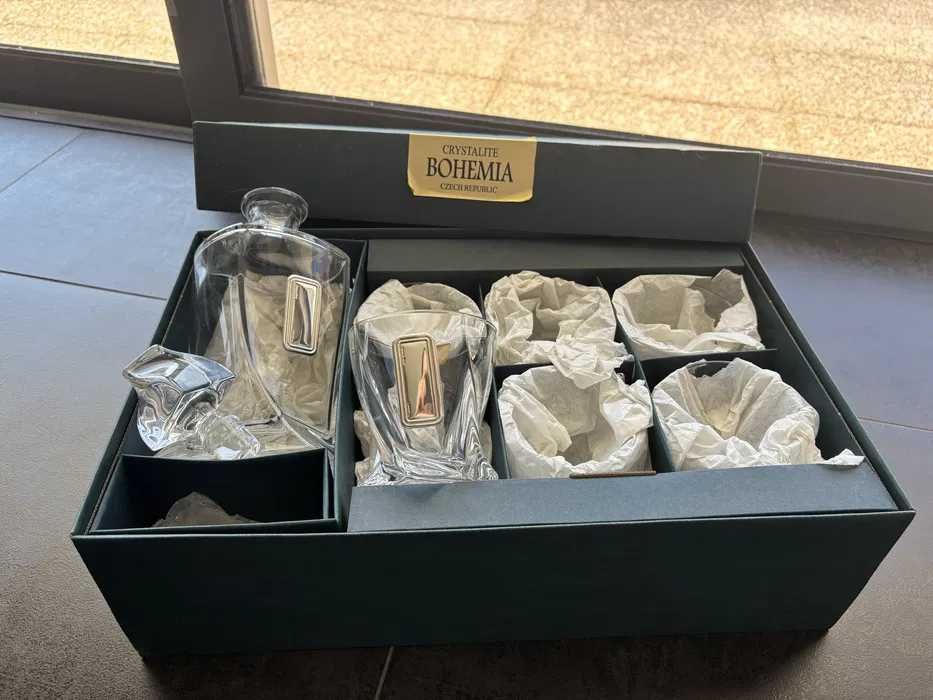 Conjunto Whisky Cristal Bohemia – Novo (Decanter + 6 Copos) c/ Estojo