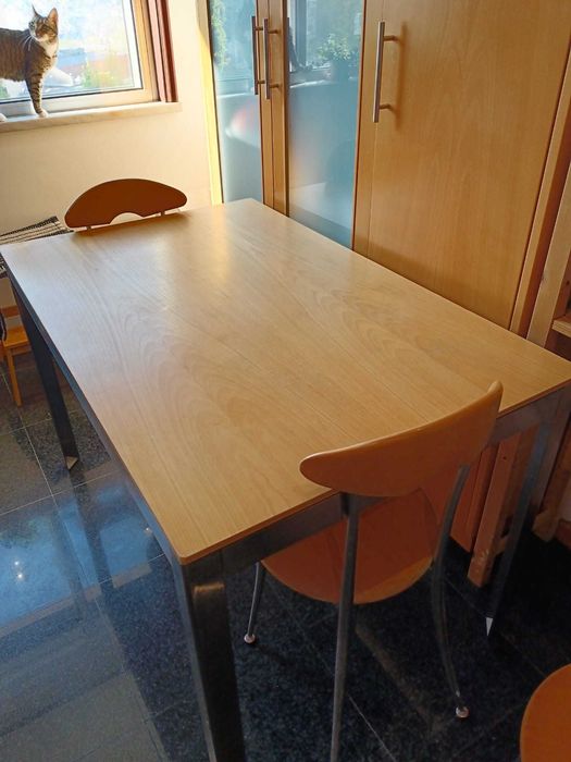 Mesa madeira extensível + 2 cadeiras | Conjunto completo de cozinha
