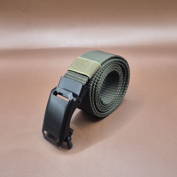 Pasek do spodni eleganckich I jeansów z metalową klamrą khaki Nowy