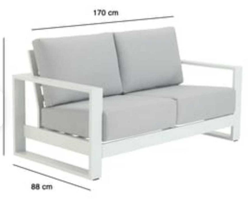 Conjunto de jardim Athena Naterial Branco com almofadas cinza