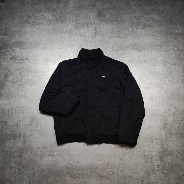 MĘSKA PREMIUM Elegancka Czarna Ocieplona Kurtka Lacoste France Logo