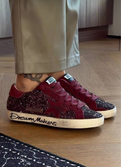 Кеди бордові Golden Goose кросівки Голден Гус кроссовки