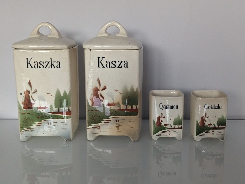 Przedwojenne pojemniki kuchenne Fajans Chodzież IIRP