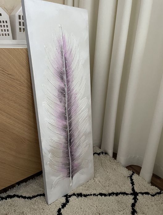 Obraz ręcznie malowany pióro 30x90cm eurofirany