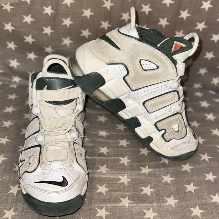 детские фирменные кроссовки Nike Air More Uptempo Vintage Green на подростка