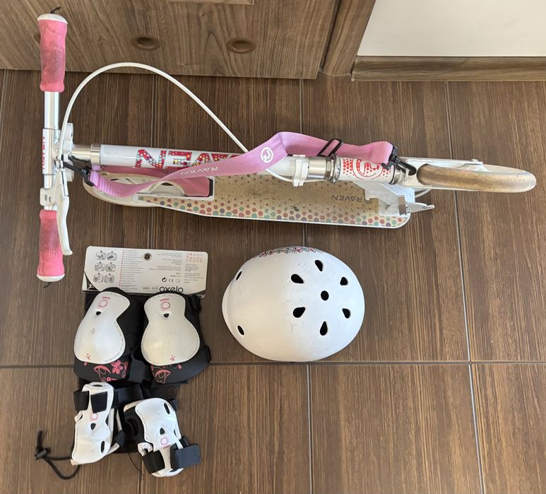 Hulajnoga, kask, ochraniacze