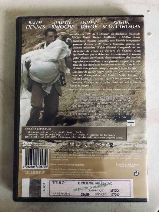 Filme DVD O paciente Inglês