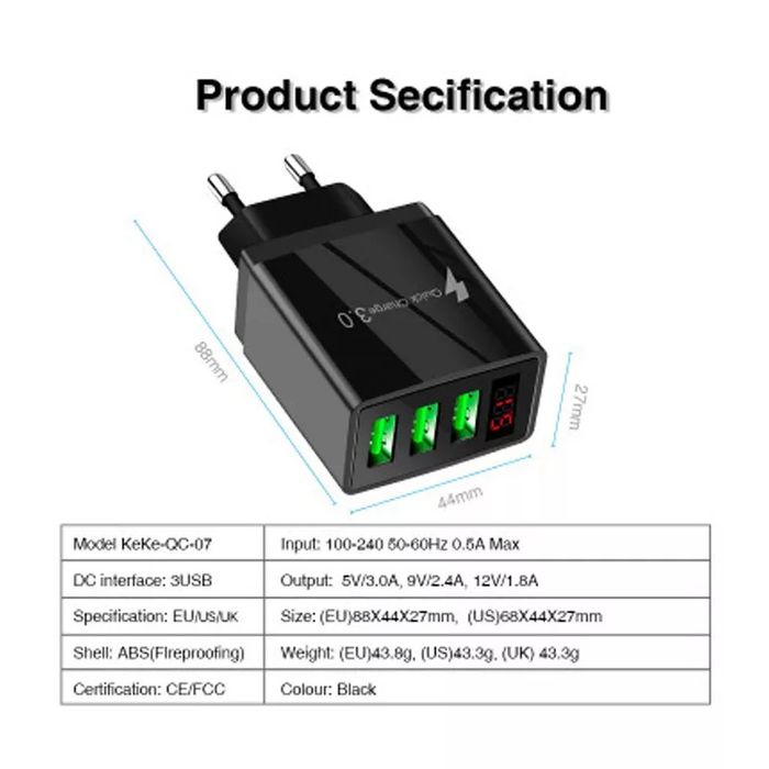 36wpd Qc.3.0 (бистра зарядка) USB Fast changing