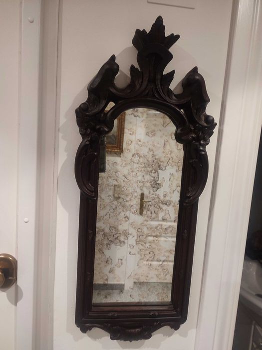 Espelho decorativo envelhecido moldura castanha