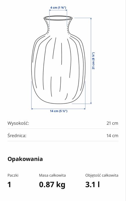 Wazon (nowy) szklany 21 cm niebieski, granatowy