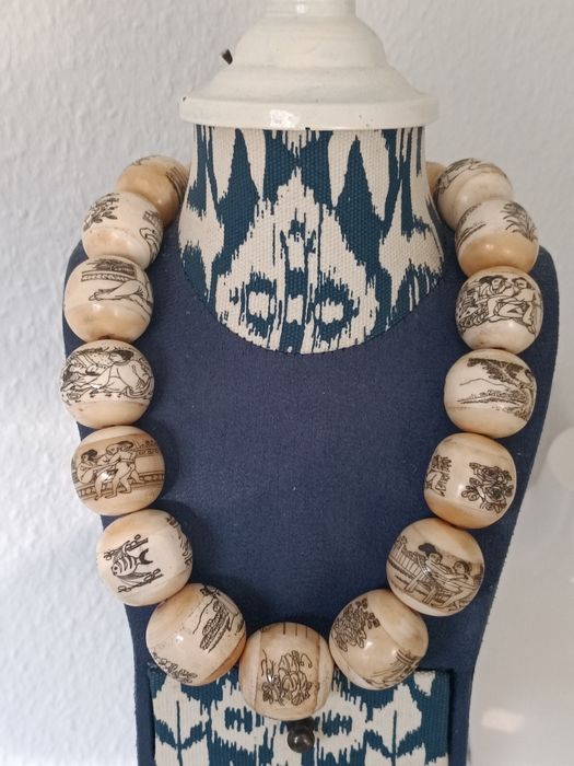 Бусы, четки старинные.Камасутра.Ручная роспись.Старый Китай.Вес 430 гр