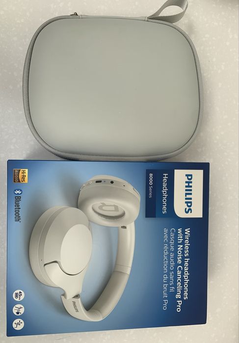 Słuchawki nauszne PHILIPS białe seria 8000 z redukcją szumów