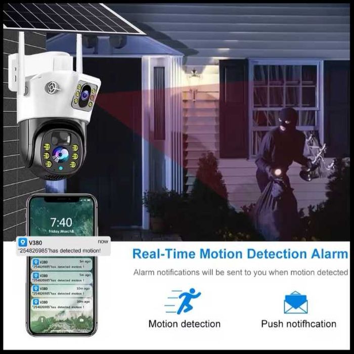 Bezprzewodowa kamera monitoringu. Zasilanie solar. Sim card 4g Wi-Fi