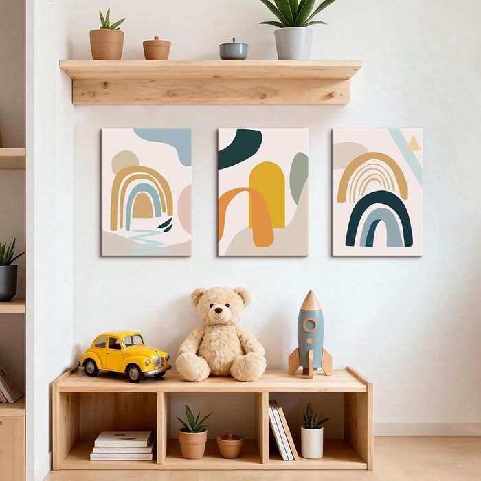 Nordic Zestaw obrazów na płótnie 3-częściowy geometryczny 50x70
