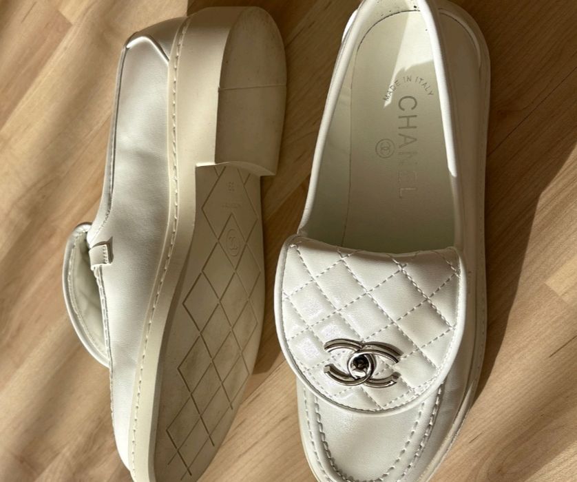 Chanel mokasyny damskie białe 36