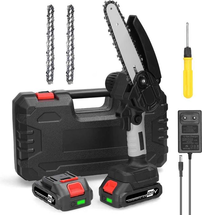 Mini pilarka łańcuchowa, 6-calowa elektryczna  21 V z 2x akumulatorem