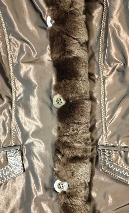 Kurtka damska rozm. 42 z naturalnym futerkiem brązowa Stan idealny