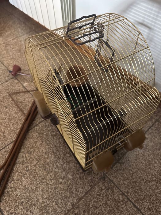 Gaiola dourada com tripé