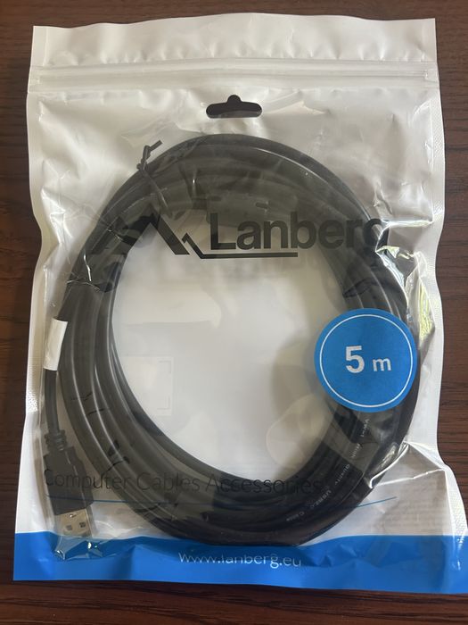 Kabel drukarkowy USB A USB B 5m Lanberg nowy