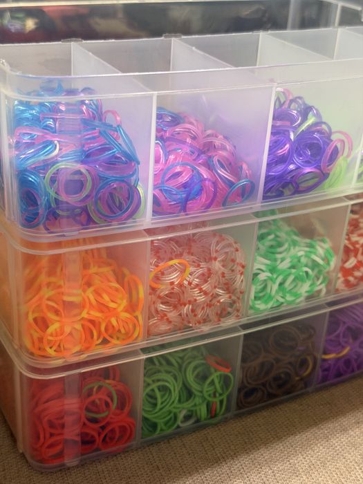 Мега-набір Loom Bands: 3 великі бокси резинок + станки та гачки