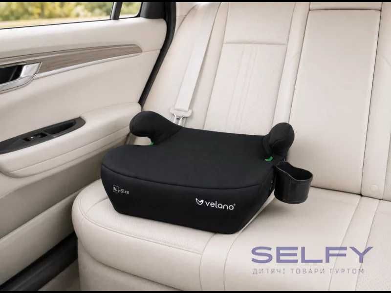 Бустер VELANO Primo i-Size 125–150 см, ISOFIX + підстаканник, сірий чорний, у Львові можна забрати