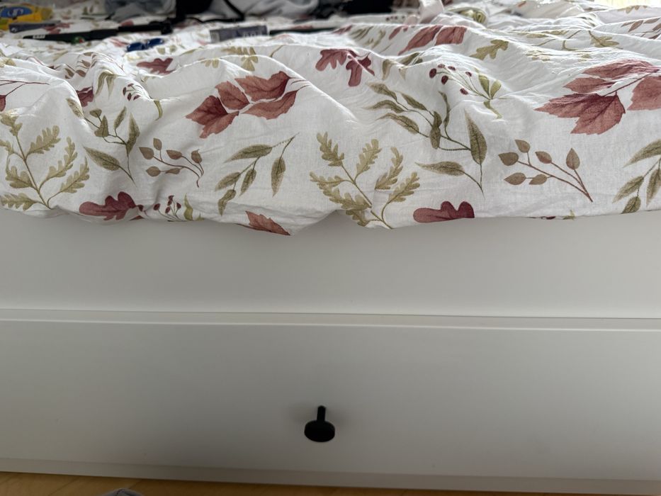 Łóżko rozkładane 80x200 160x200 białe z 2 szufladami leżanka Helmes