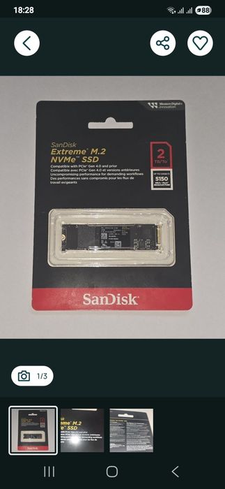 SSD sandisk extreme M.2 nvme 2tb