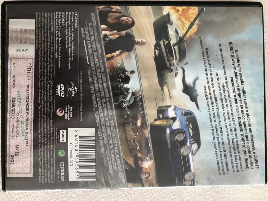 Velocidade Furiosa 6 Dolby Digital 5.1 - Fast Furious 6 (Portes CTT GRATIS)