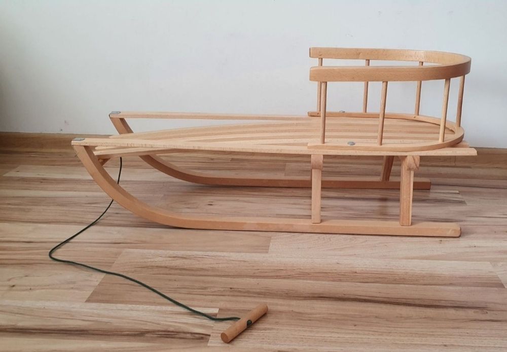 Sanki drewniane nowe z oparciem