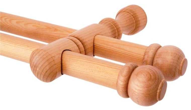 NOWY Karnisz drewniany karnisze drewniane podwójne szyny na firanki