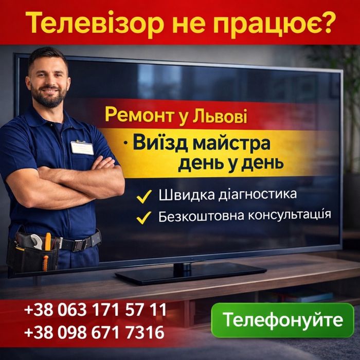 Телевізор не працює? Ремонт у Львові • Виїзд майстра день у день