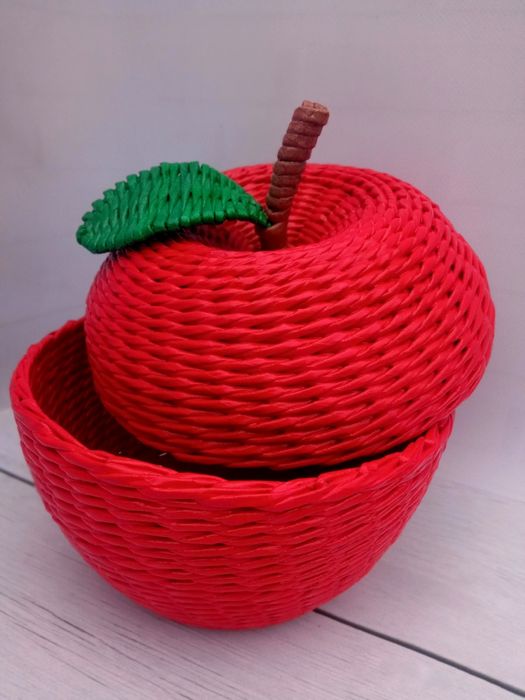 Плетене яблуко з паперової лози корзина сувенір декор подарунок