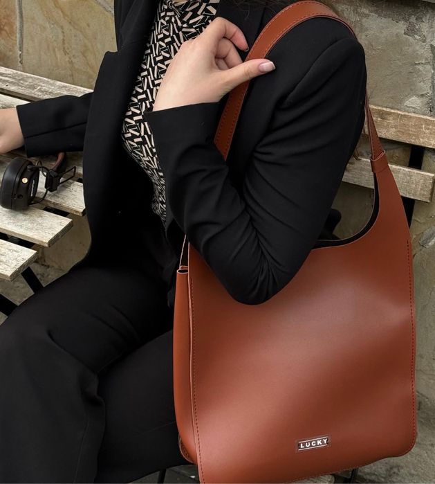 Нова жіноча сумка коричнева еко шопер Lucky