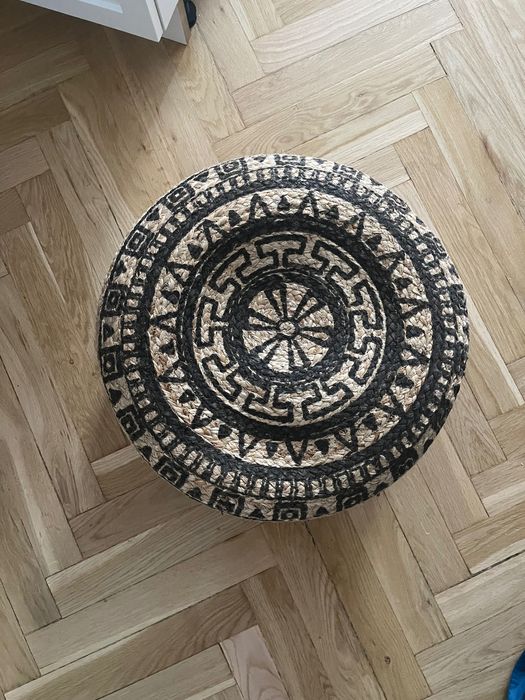 Puf z trawy morskiej Boho Wzory azteckie