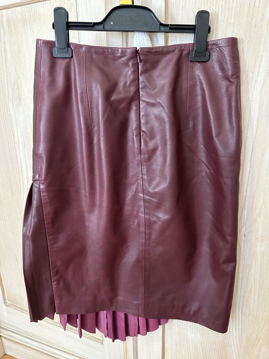 Ochnik skórzana spódnica burgund