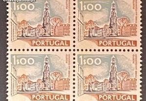 Quadra selos novos de 1$00 - Paísagens e Monumentos c/tarja fosf.-1977