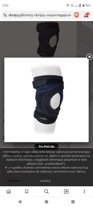 Sprzedam ortezę Tru-Pull Lite, lewe kolano. Rozmiar L.