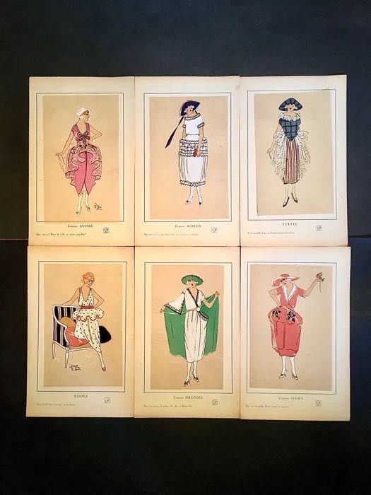 TRÉS PARRISIEN No 1 - 1920 - pintado à mão - catálogo de moda