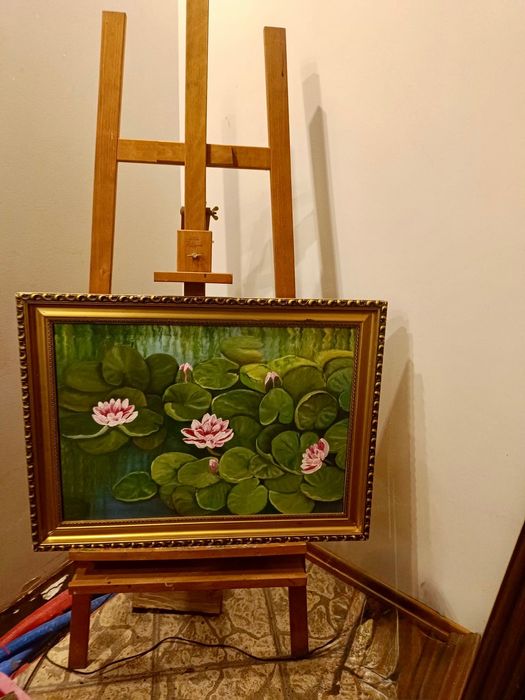 Obraz olej na płótnie i sztaluga profesjonalna