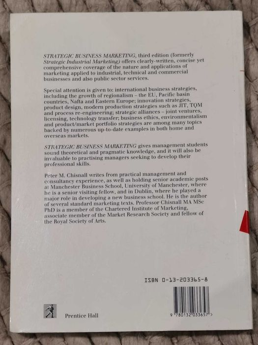 Livro de "Strategic Business Marketing" de Peter Chisnall
