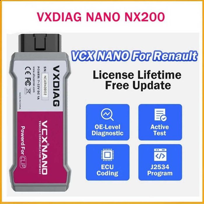 VXDIAG Vcx Nano RVDIAG Автосканер для Renault Can CLIP J2534