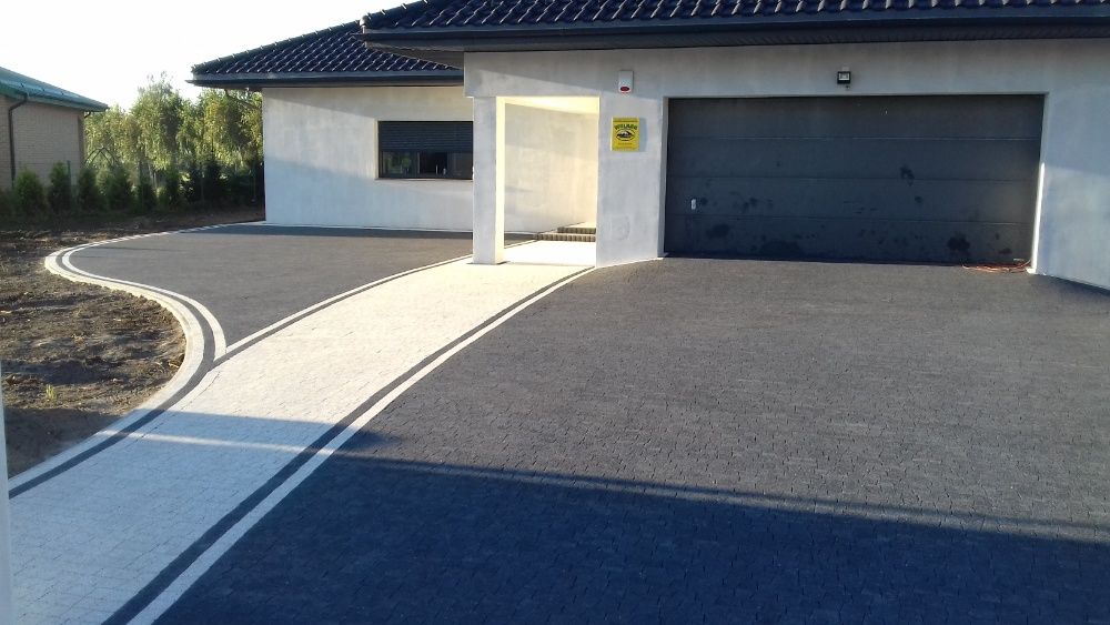 Układanie kostki brukowej, odwodnienie, trawniki, koparka, beton