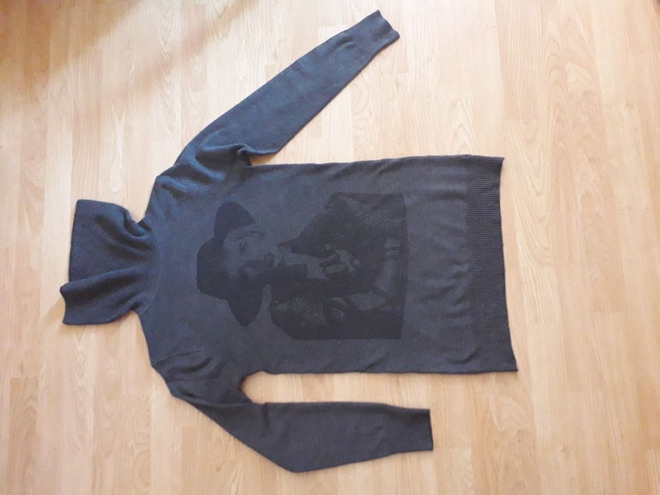 Tunika grafitowa obszerny golf M, dł. 76 cm do leginsów, jazdy konno