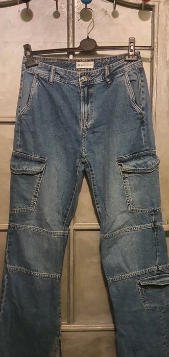 Jeansy damskie cargo Zara 36