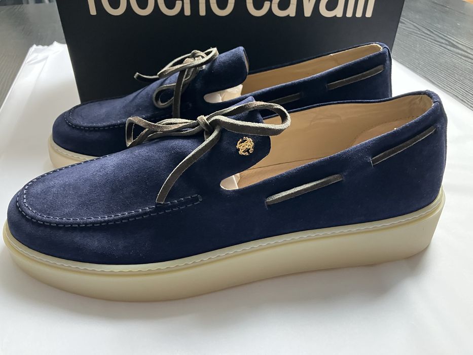 Roberto Cavalli meskie mokasyny skorzane granatowe roz.44